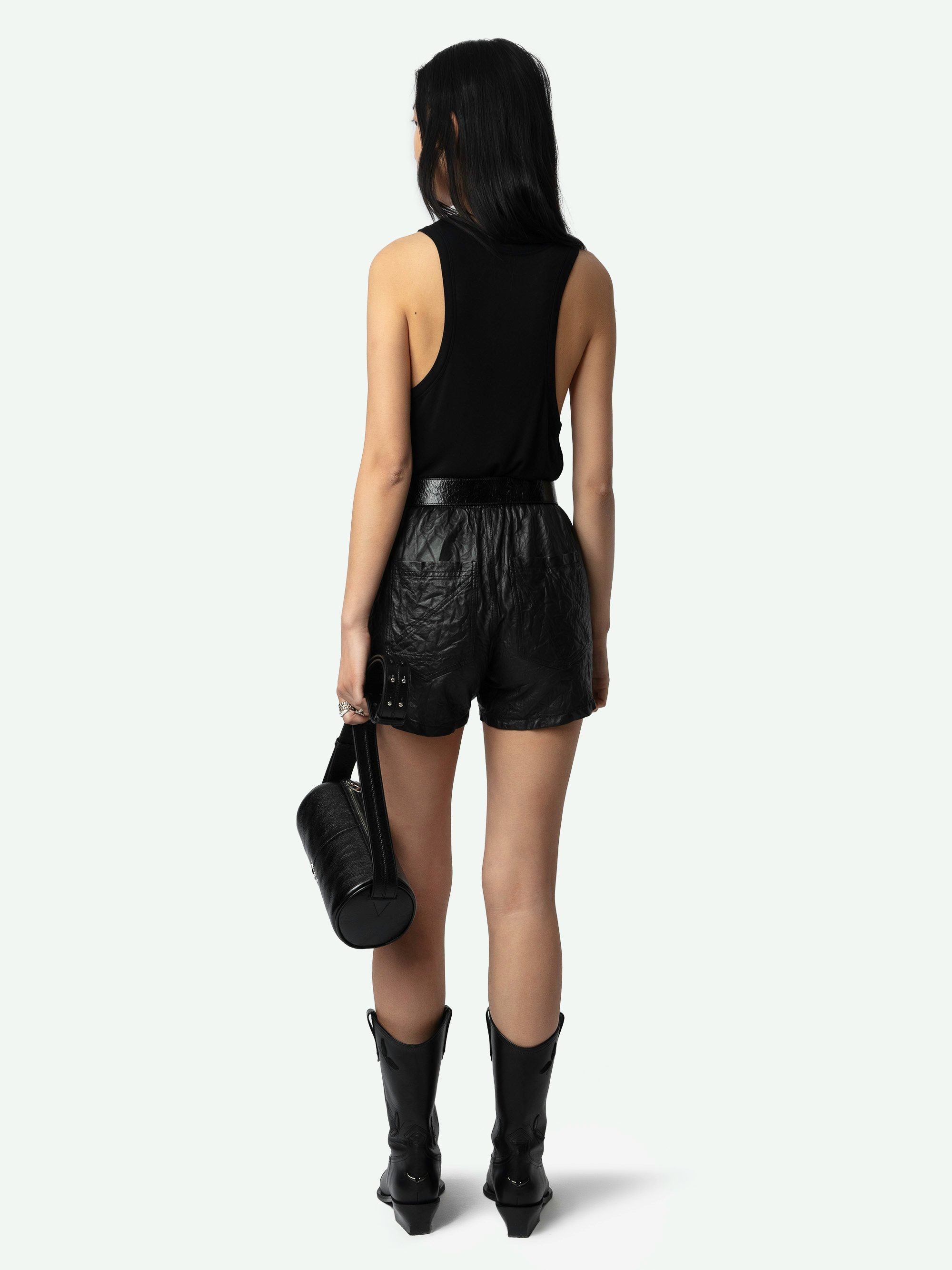 Santa Fe Belt - 40mm wide belt in black vintage-effect leather with wing signature on western-style buckle.